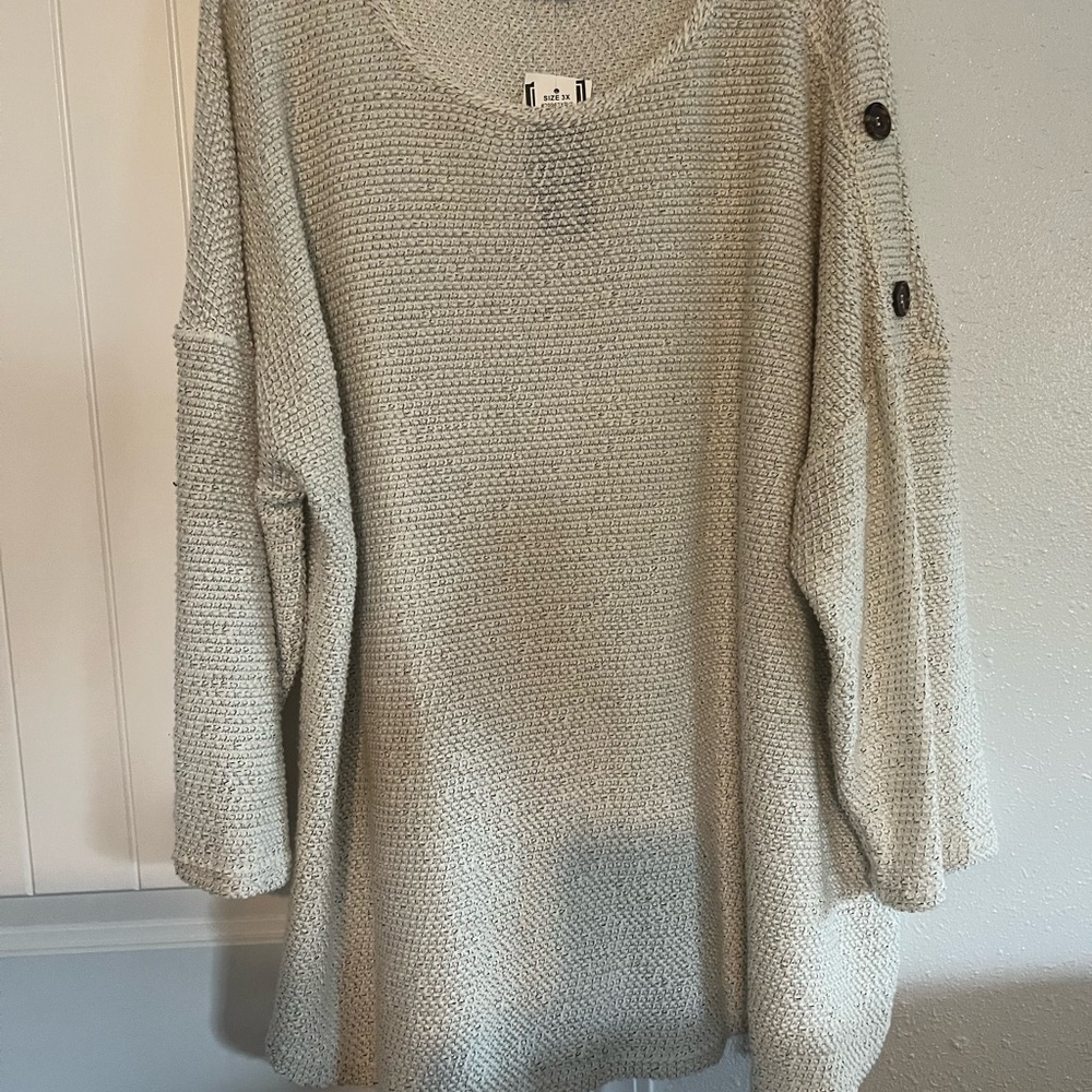 Elegant Beige Sweater with Button Accents Chances R brand plus size 3x NWT